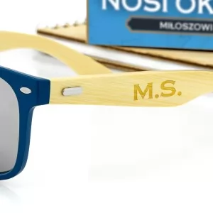 niebieskie okulary przeciwsłoneczne z grawerem niebieskie personalizacji na prezent dla niego na święta