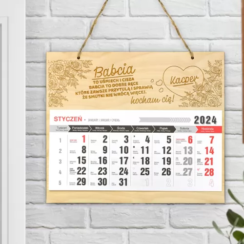 Kalendarz personalizowany 2024 - Uśmiech na prezent dla babci