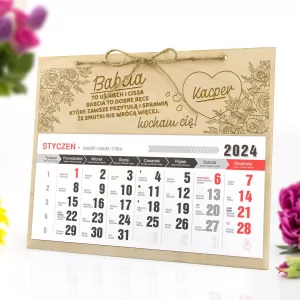 kalendarz z grawerem dla babci