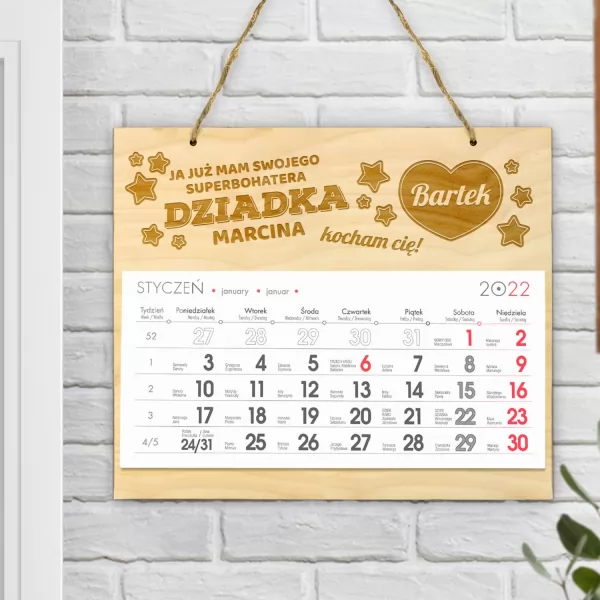 Kalendarz personalizowany 2022 - Bohater  dla dziadka