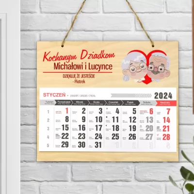 Kalendarz personalizowany 2024 - Dziękuję na prezent dla dziadków
