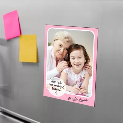 Magnes na lodówkę ze zdjęciem dla babci - Szczęśliwe