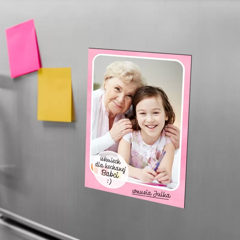 magnes na lodówkę ze zdjęciem i personalizacją na prezent na dzień babci