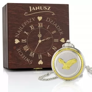 grawer dedykacji na pudełku na zegarek z dewizką na prezent dla dziadka na imieniny