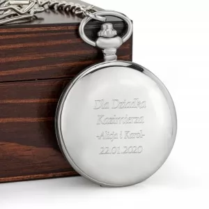 rewers zegarka gładki, srebrny tle na prezent dla dziadka
