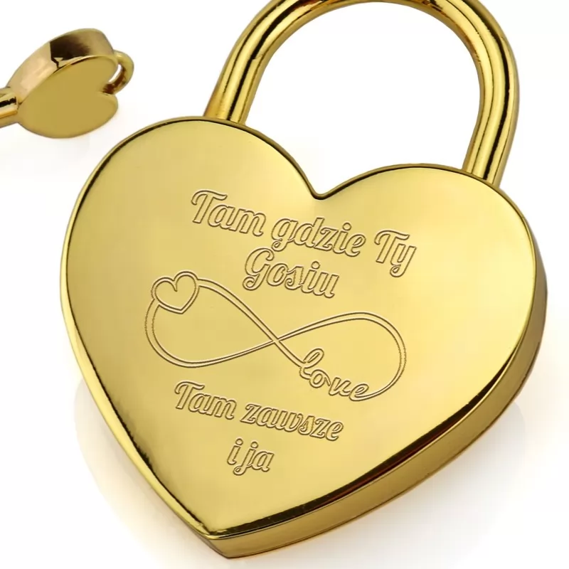 grawer personalizacji na złotej kłódce miłości na walentynki dla żony