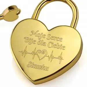 grawer personalizacji na złotej kłódce miłości na walentynki dla męża