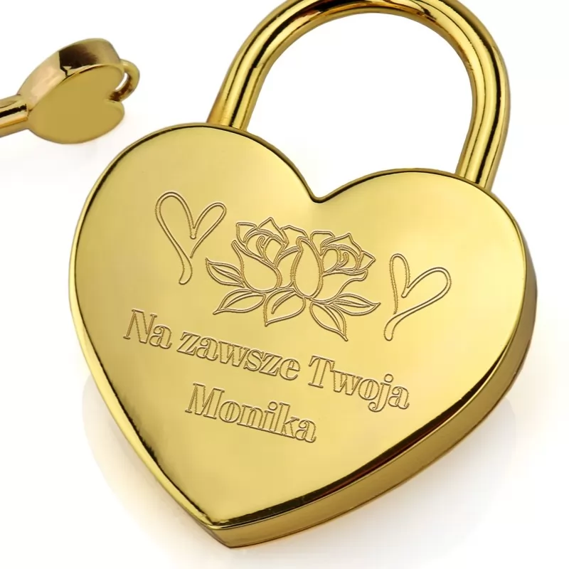 grawer personalizacji na złotej kłódce miłości na walentynki dla męża
