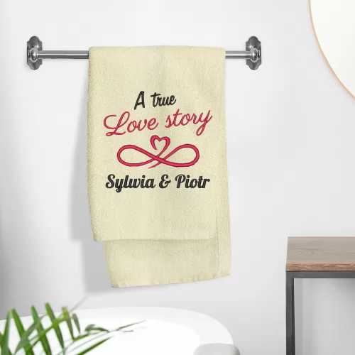 Ręcznik z haftem (70 x 140) - Love Story