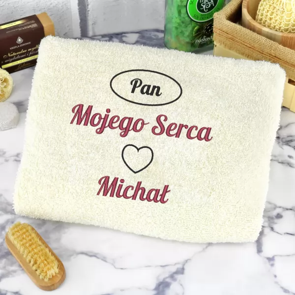 Ręcznik z haftem (70 x 140) -  Pan Serca