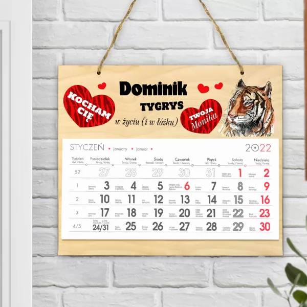 Kalendarz 2022 z imionami - Tygrys w życiu i w łóżku