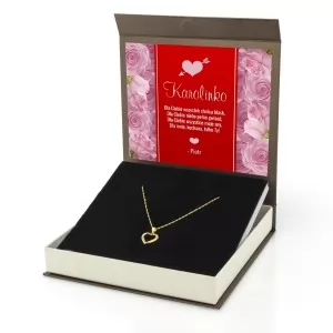 srebrny naszyjnik pozłacany w pudełku na prezent dla kobiety