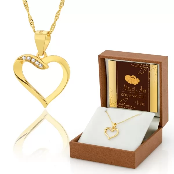 Srebrny złocony naszyjnik Serce (pr.925) - Mojej miłości