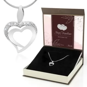 Srebrne serduszko i srebrny łąńcuszek w pudełku z dedykacją na prezent dla kobiety