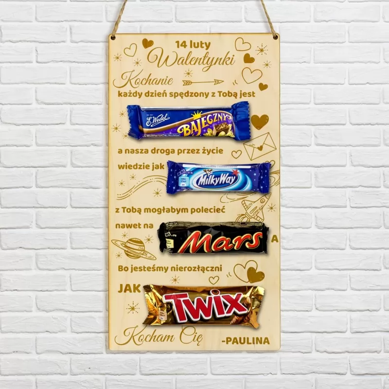 Grawerowana tabliczka ze słodyczami na walentynki