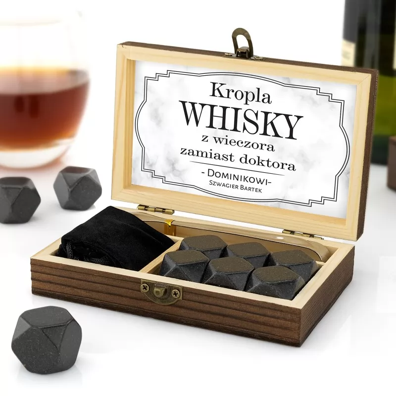 kamienie granitowe whisky w szkatułce