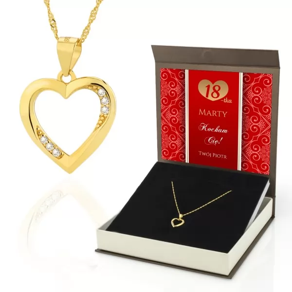 Srebrny złocony naszyjnik Serce (pr.925) - Z miłością