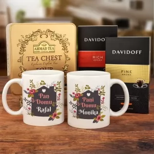 Kubki z imieniem, zestaw kaw Davidoff i herbat