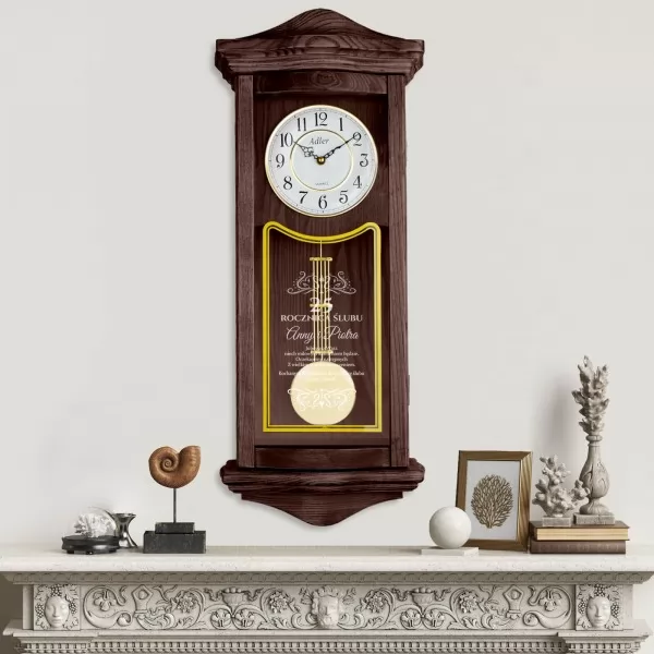 Zegar wiszący drewniany z grawerem - Piękna rocznica ślubu