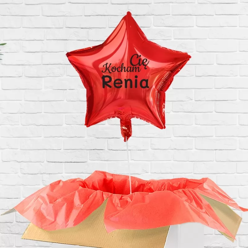 balon poczta balonowa czerwony z nadrukiem imienia i słów kocham Cię