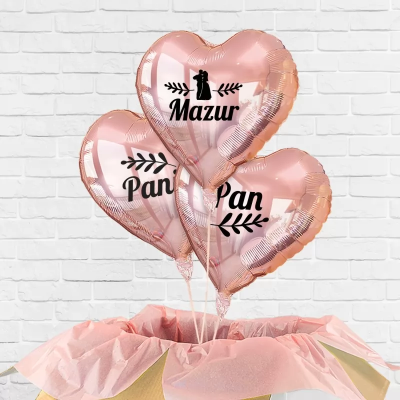 Balony z helem serca 3 sztuki na prezent dla pary