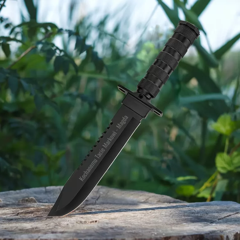 nóż wojskowy czarny w pokrowcu khaki