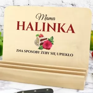 podstawka pod książkę kucharską z nadrukiem imienia dla mamy
