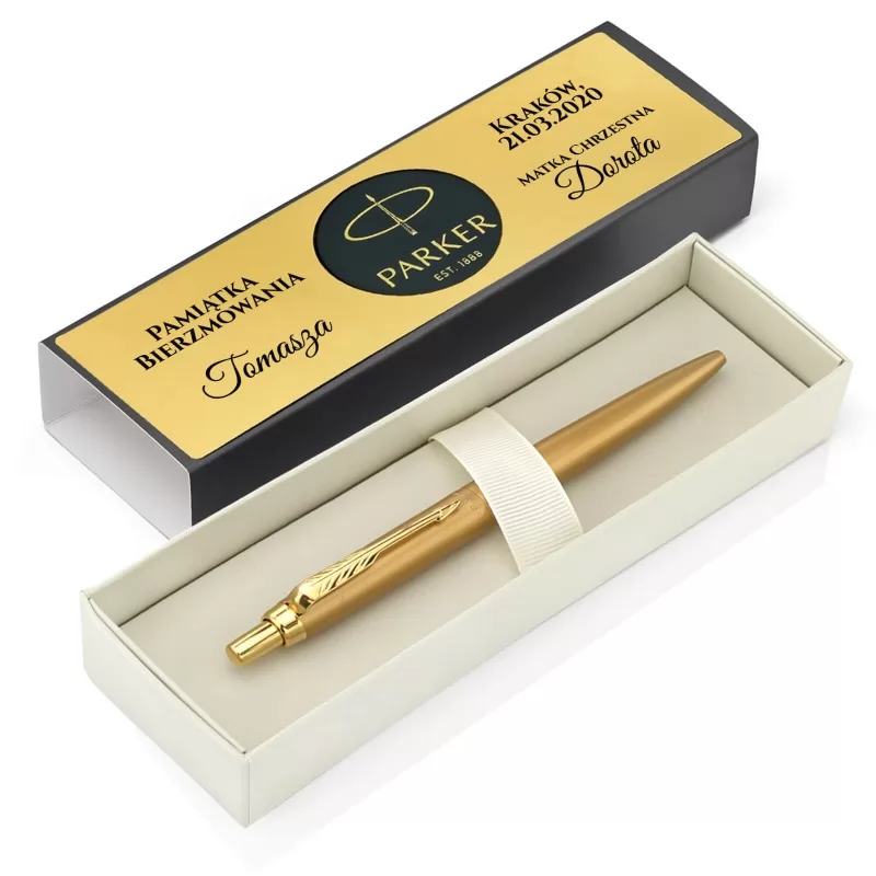 złoty długopis parker z grawerem imienia na bierzmowanie