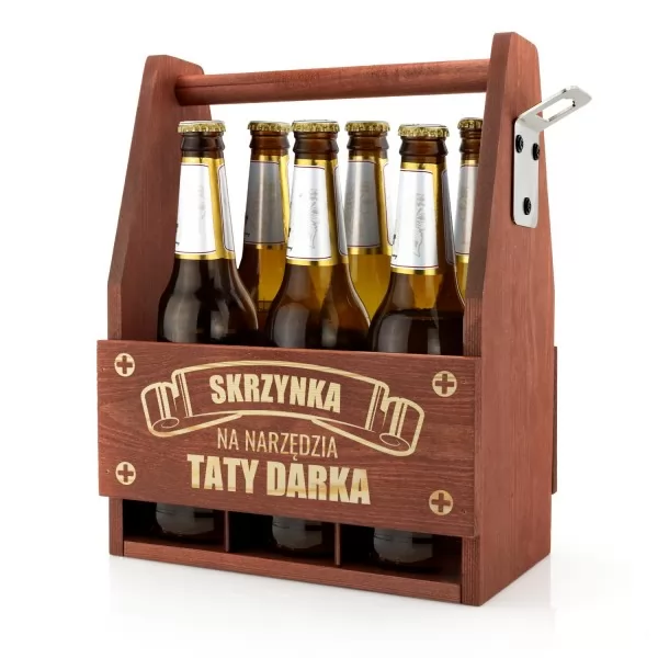 Drewniana skrzynka na piwo z otwieraczem - Piwne narzędzia