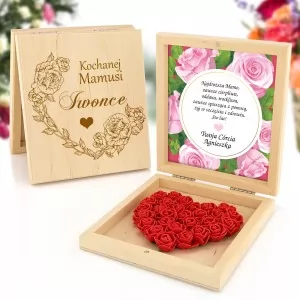 szkatułka serce z róż z grawerem na prezent dla mamy