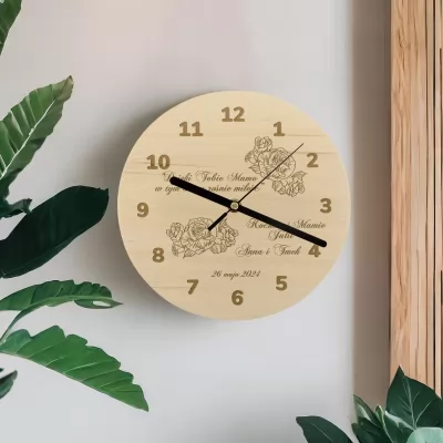 Zegar z drewna z dedykacją dla mamy - Dzięki Tobie