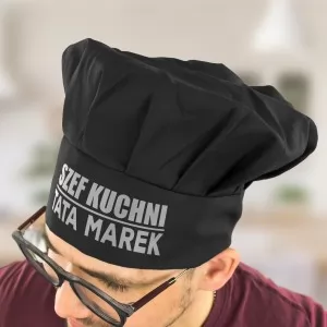 czapka kucharza czarna z nadrukiem