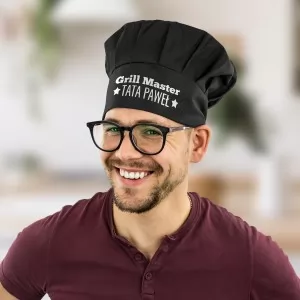 czapka czarna kucharza z nadrukiem dla taty