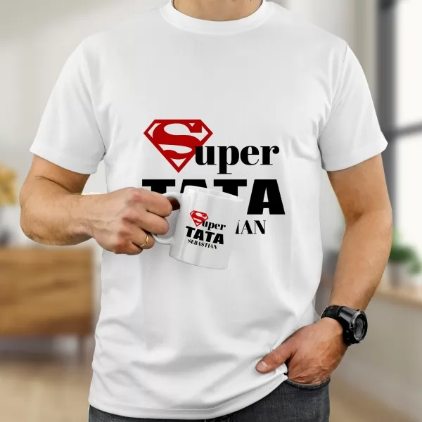 Koszulka XL i kubek z nadrukiem dla taty - Super Tata