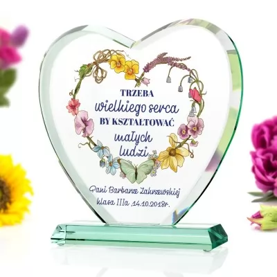 Statuetka szklane serce dla nauczycielki - Wielkie Serce