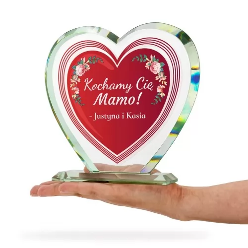 Kryształowa statuetka serce - Kochamy Cię Mamo 