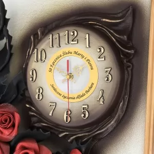 zegar na obrazie skórzanym złote gody 