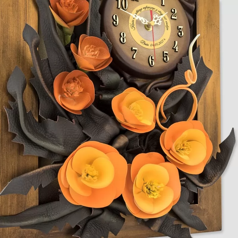 pomarańczowe róże na obrazie z dedykacją na 60 urodziny 