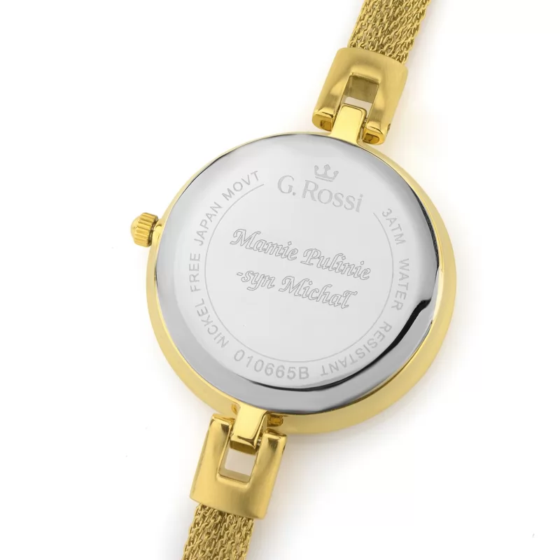 złoty zegarek z grawerem dla mamy