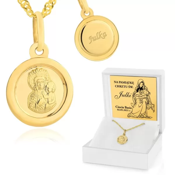 Złoty medalik pr. 585 z łańcuszkiem dla dziewczynki - Pamiątka