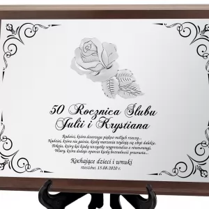 certyfikat z nadrukiem i motywem róż na 50 rocznicę ślubu 