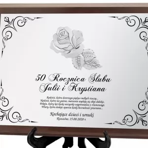 certyfikat z nadrukiem i motywerm róż na 50 rocznicę ślubu 