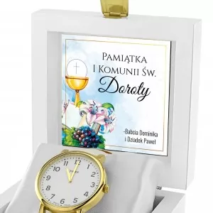 zegarek w etui z personalizacją na I Komunię Św. 