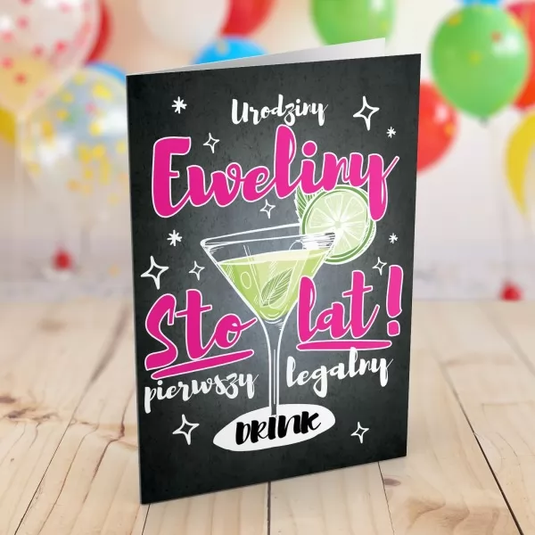 Spersonalizowana kartka na 18 urodziny - Legalny drink 