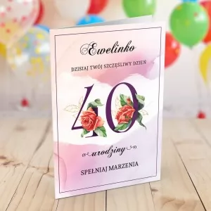 kartka na 40 urodziny dla niej na prezent 