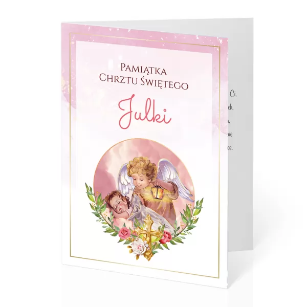 Kartka na Chrzest dla dziewczynki - Aniołek