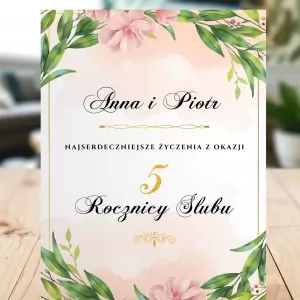 personalizowana kartka z kwiatami z okazji rocznicy ślubu