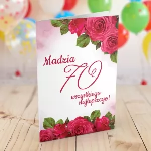 kartka z personalizacją na prezent dla niej na 70 urodziny  