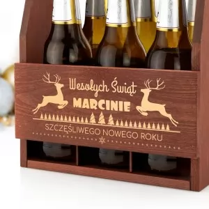 prezent świąteczny drewniana skrzynka na piwo z grawerem