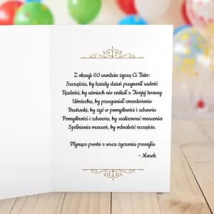 kartka z personalizowanymi życzeniami na urodziny